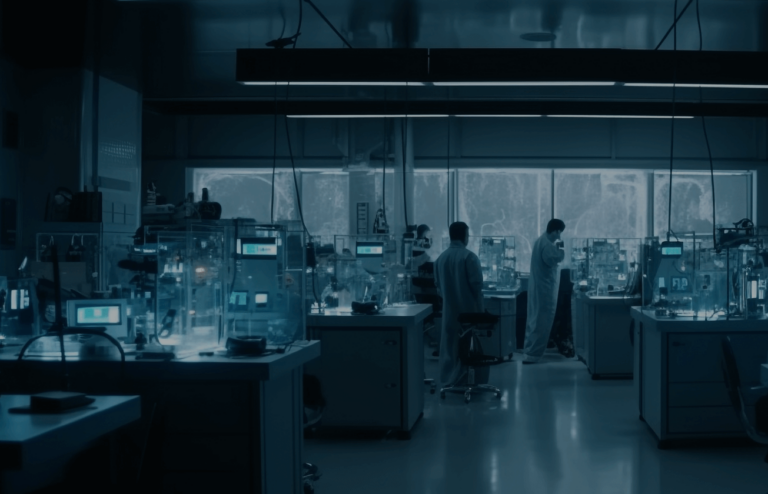 laboratorio con operarios